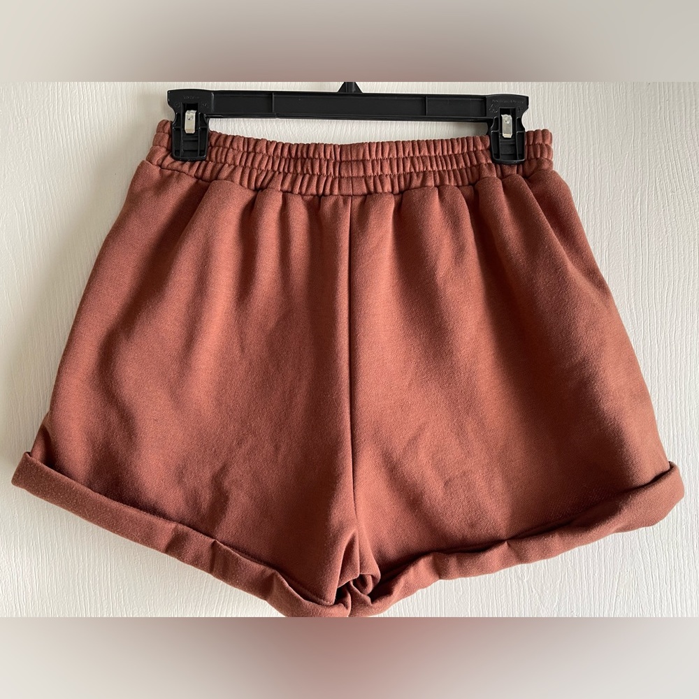 Women’s SHEIN elastic waist shorts. Color: Rust Brown. Size M.  Like new.